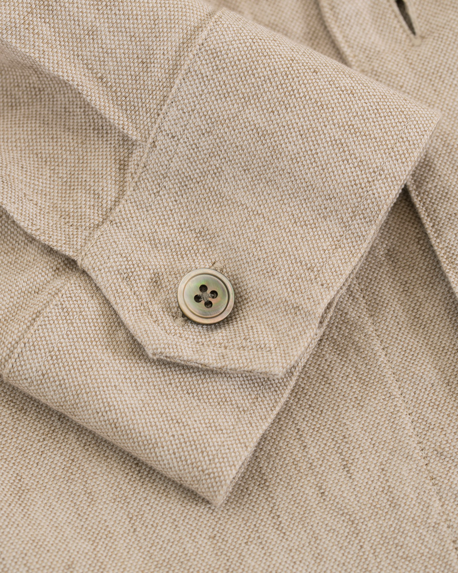 Herre | Jakker | Oscar Jacobson | Hannes Cotton/Linen Garment Wash Shirt Jacket Beige