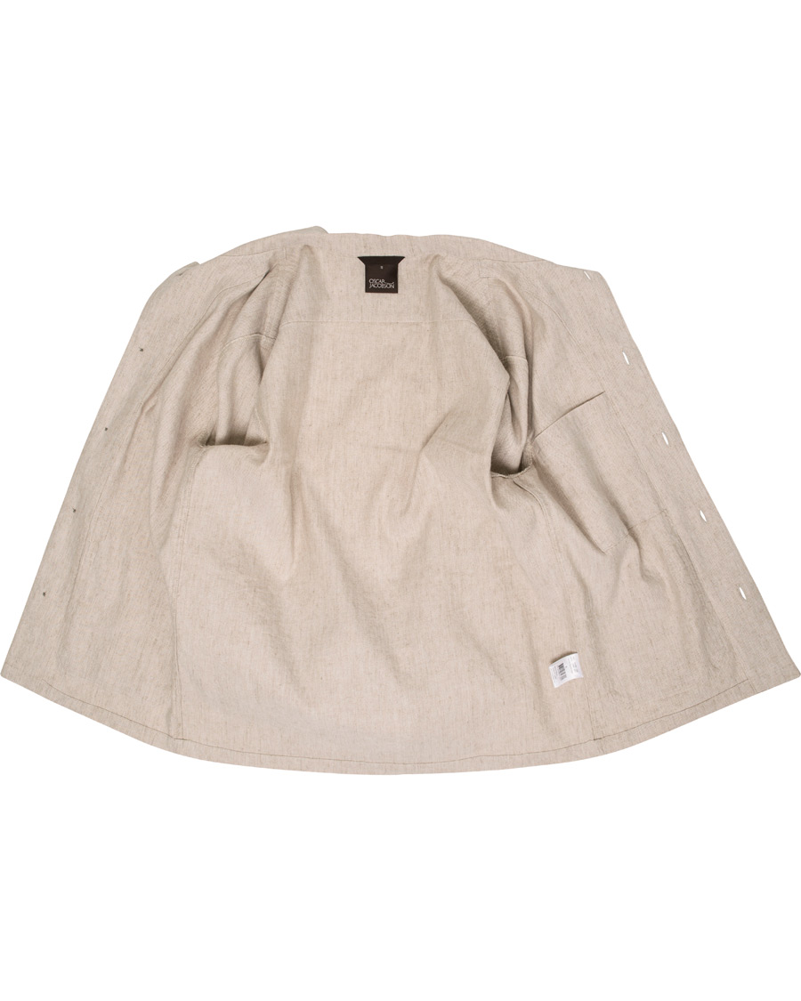Herre | Jakker | Oscar Jacobson | Hannes Cotton/Linen Garment Wash Shirt Jacket Beige