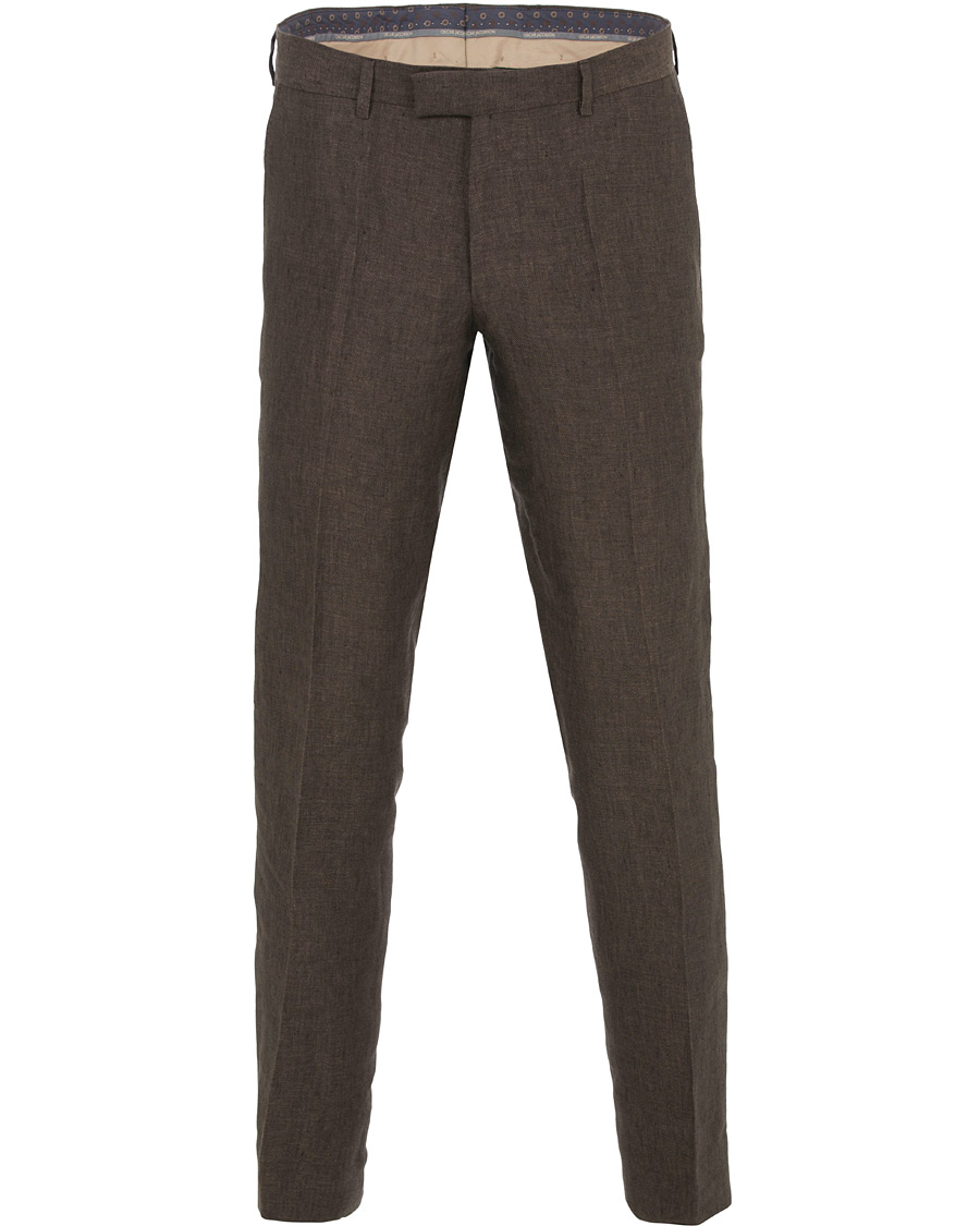 Herre | Bukser | Oscar Jacobson | Diego Linen Trousers Brown