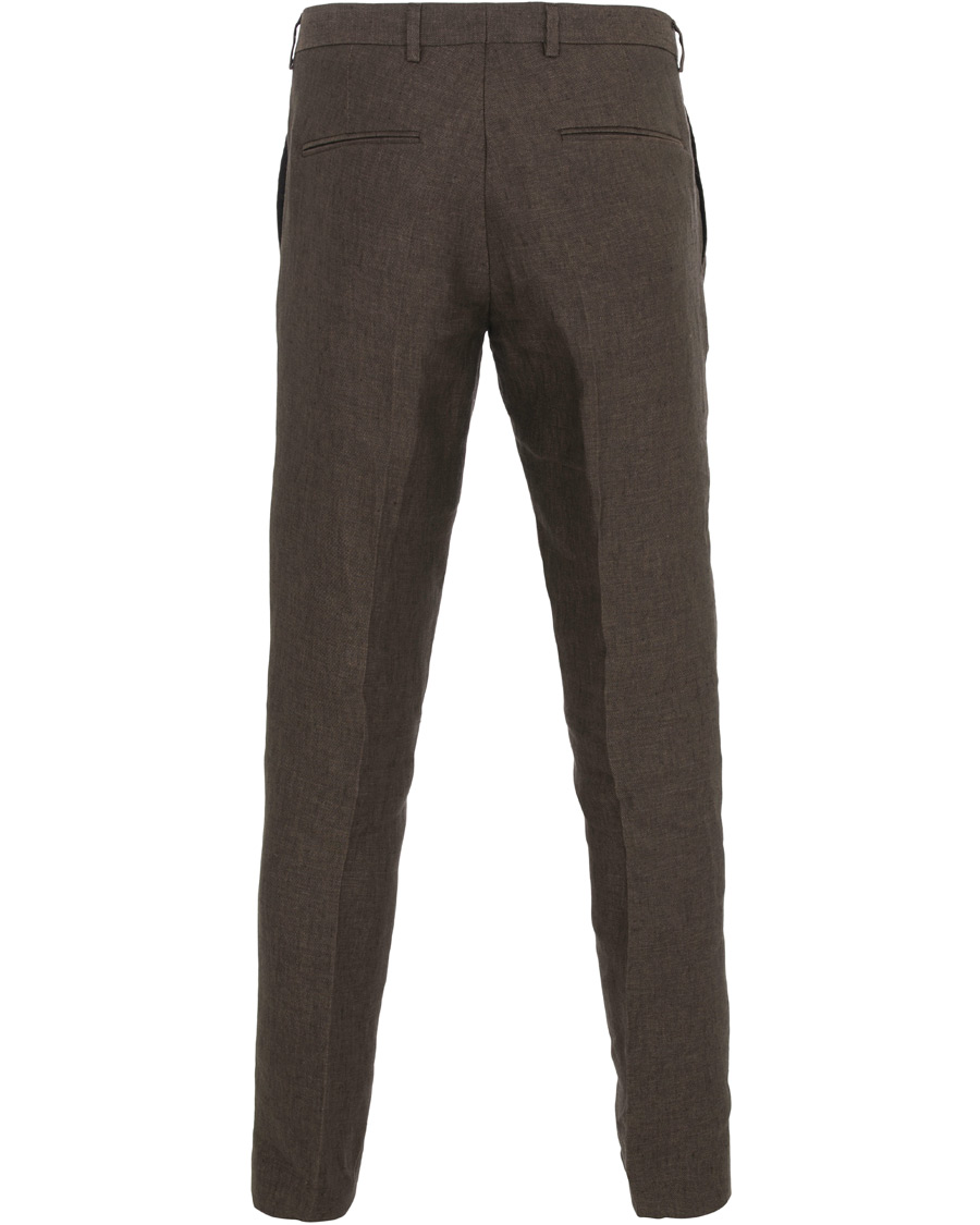 Herre | Bukser | Oscar Jacobson | Diego Linen Trousers Brown