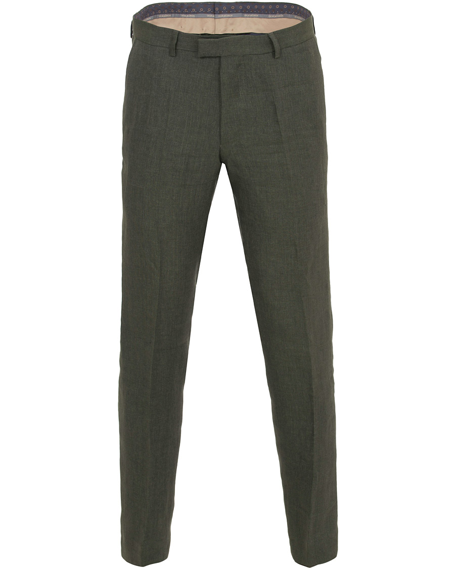 Herre | Bukser | Oscar Jacobson | Diego Linen Trousers Green