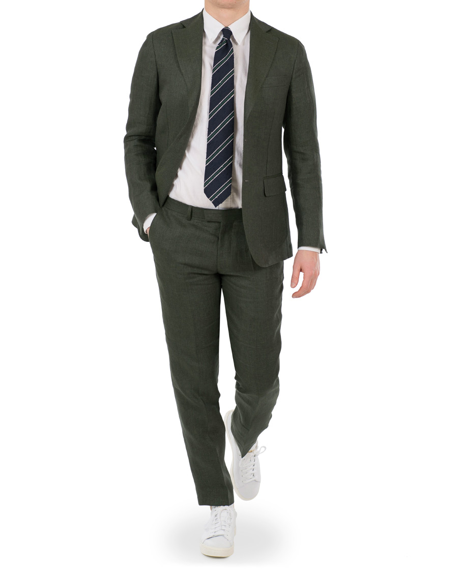 Herre | Bukser | Oscar Jacobson | Diego Linen Trousers Green