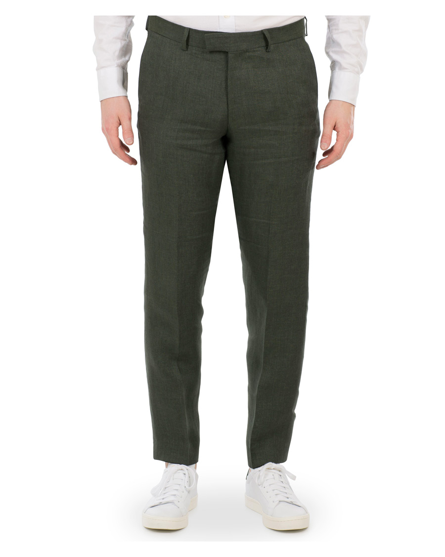 Herre | Bukser | Oscar Jacobson | Diego Linen Trousers Green