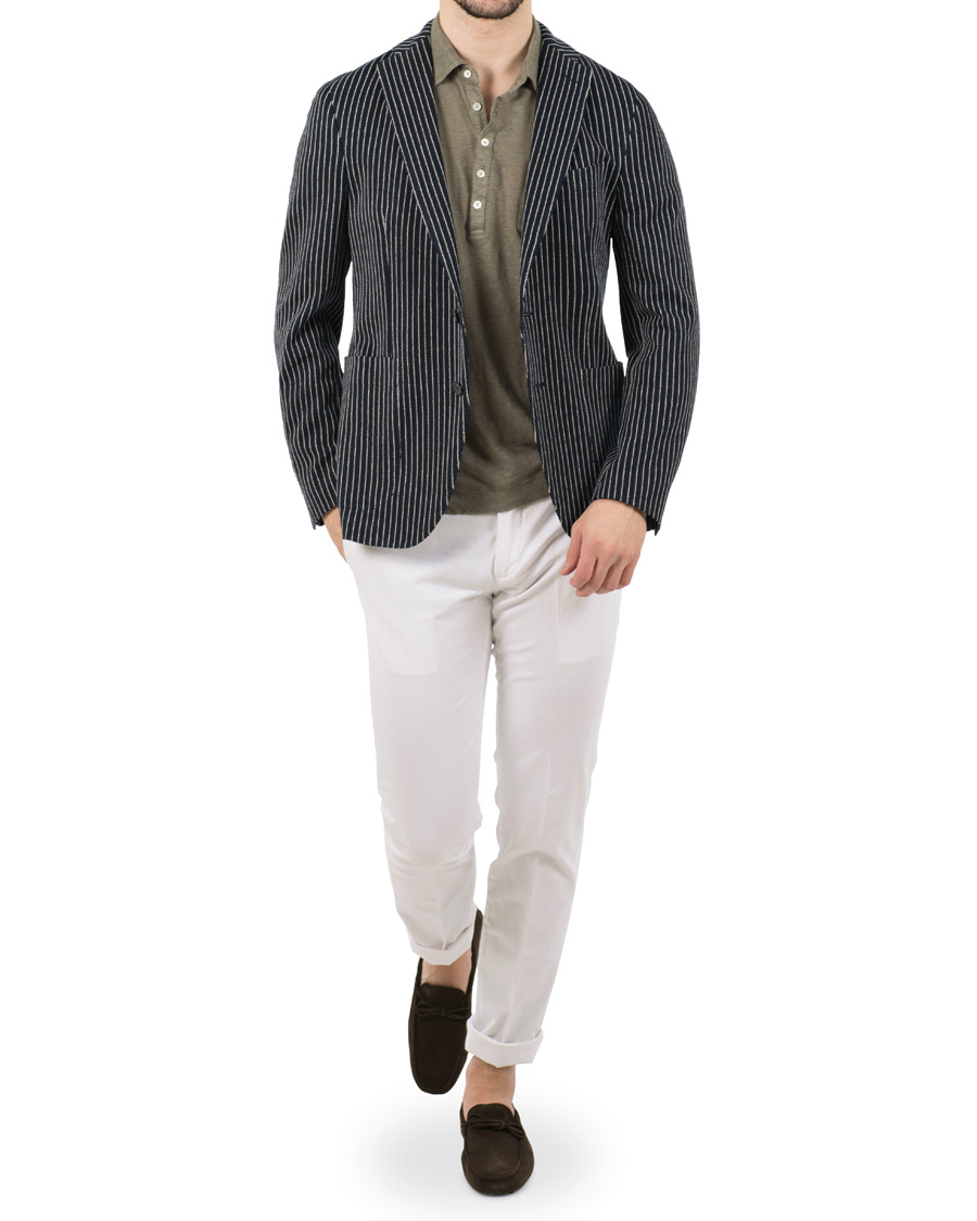 Herre | Dressjakker | The Gigi | Degas Stripe Stretch Cardigan/Blazer Navy/White