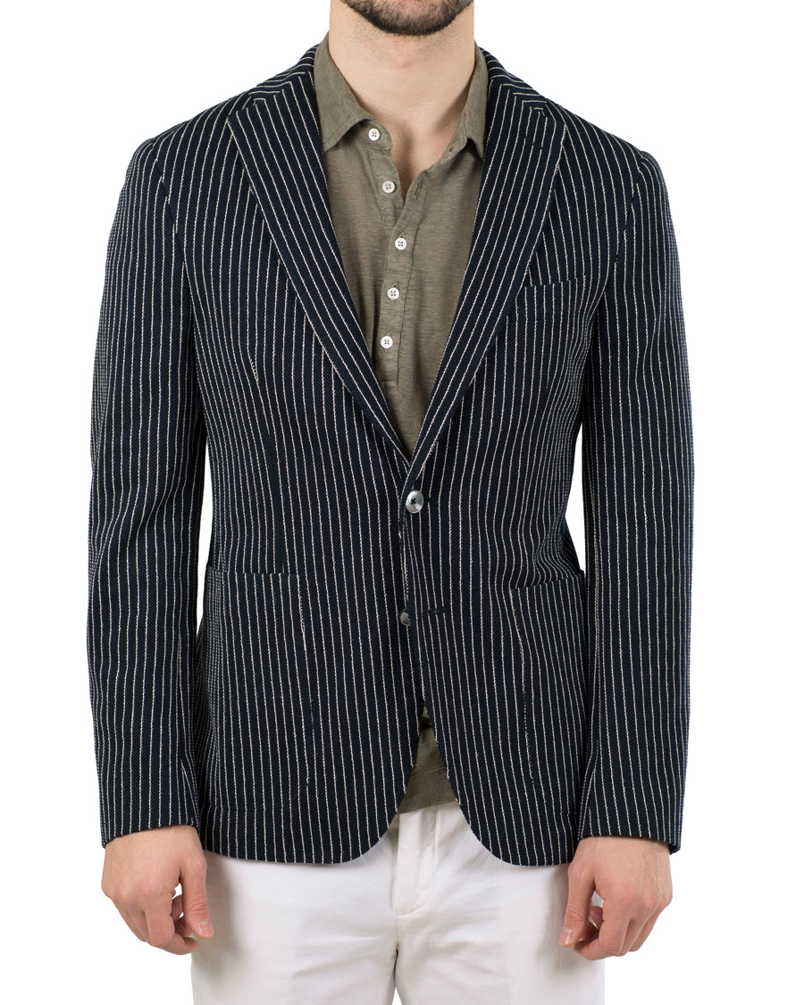 Herre | Dressjakker | The Gigi | Degas Stripe Stretch Cardigan/Blazer Navy/White