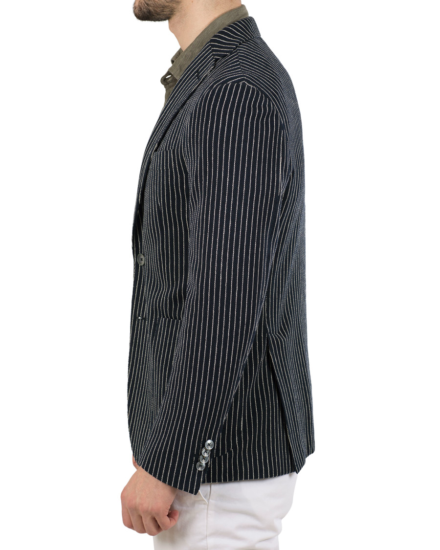 Herre | Dressjakker | The Gigi | Degas Stripe Stretch Cardigan/Blazer Navy/White