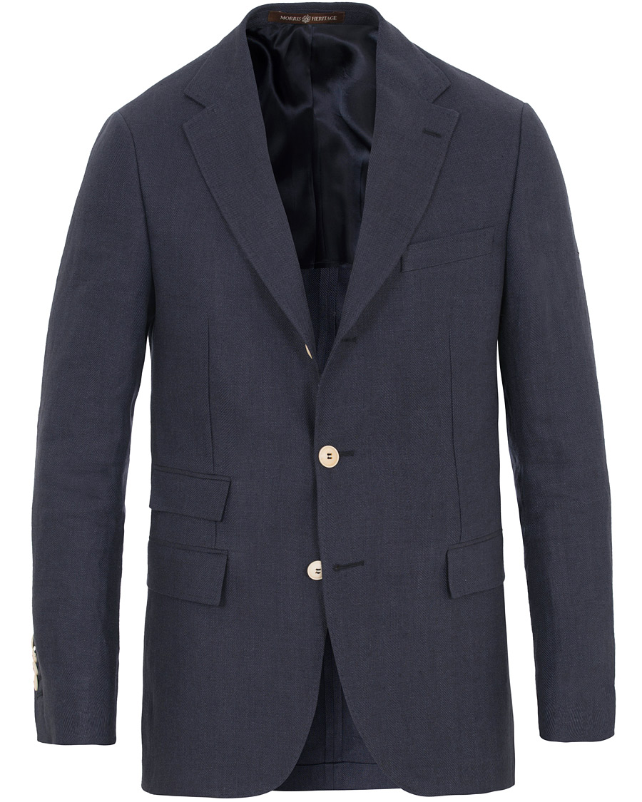 Herre | Dressjakker | Morris Heritage | John Linen Herringbone Blazer Navy