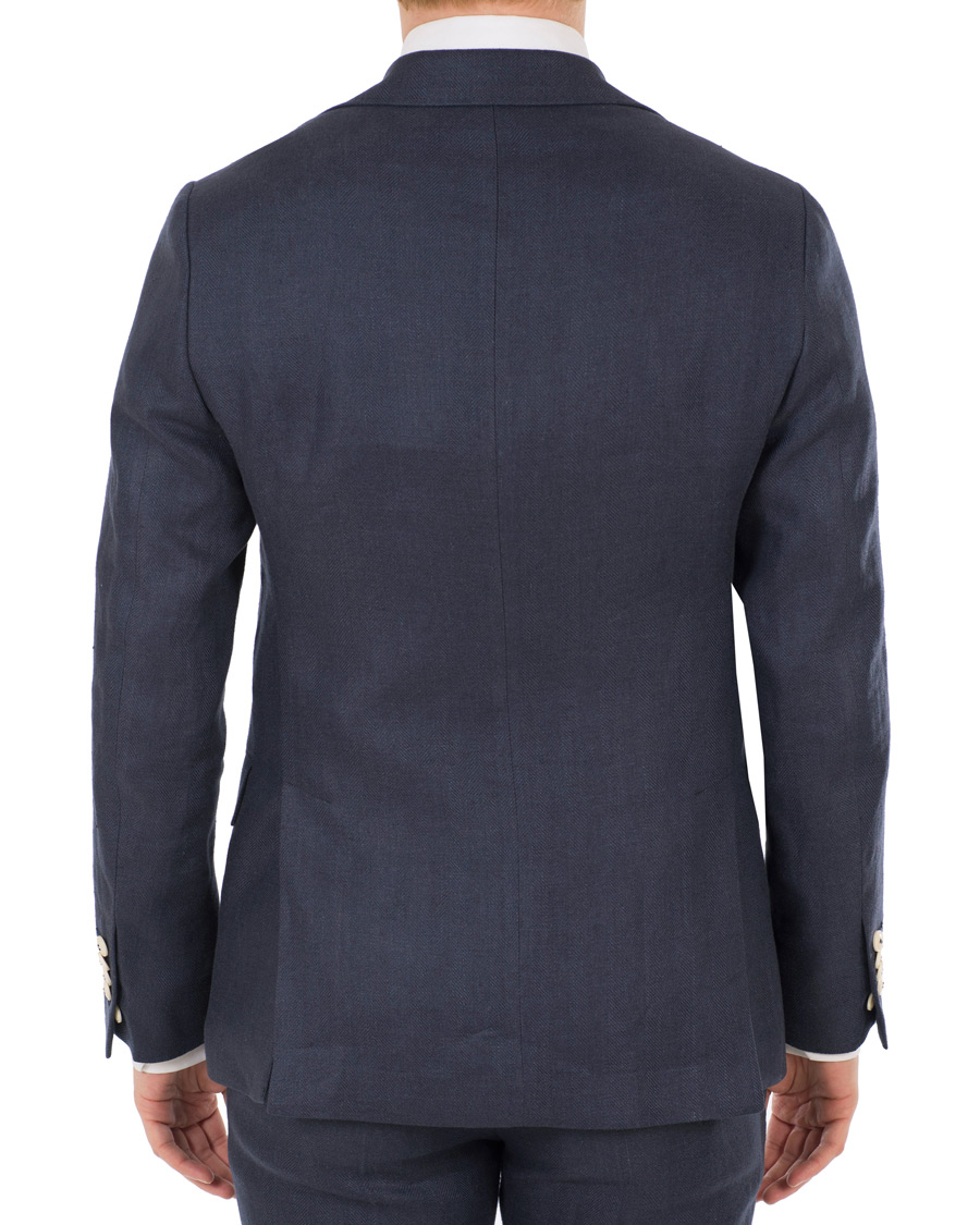 Herre | Dressjakker | Morris Heritage | John Linen Herringbone Blazer Navy