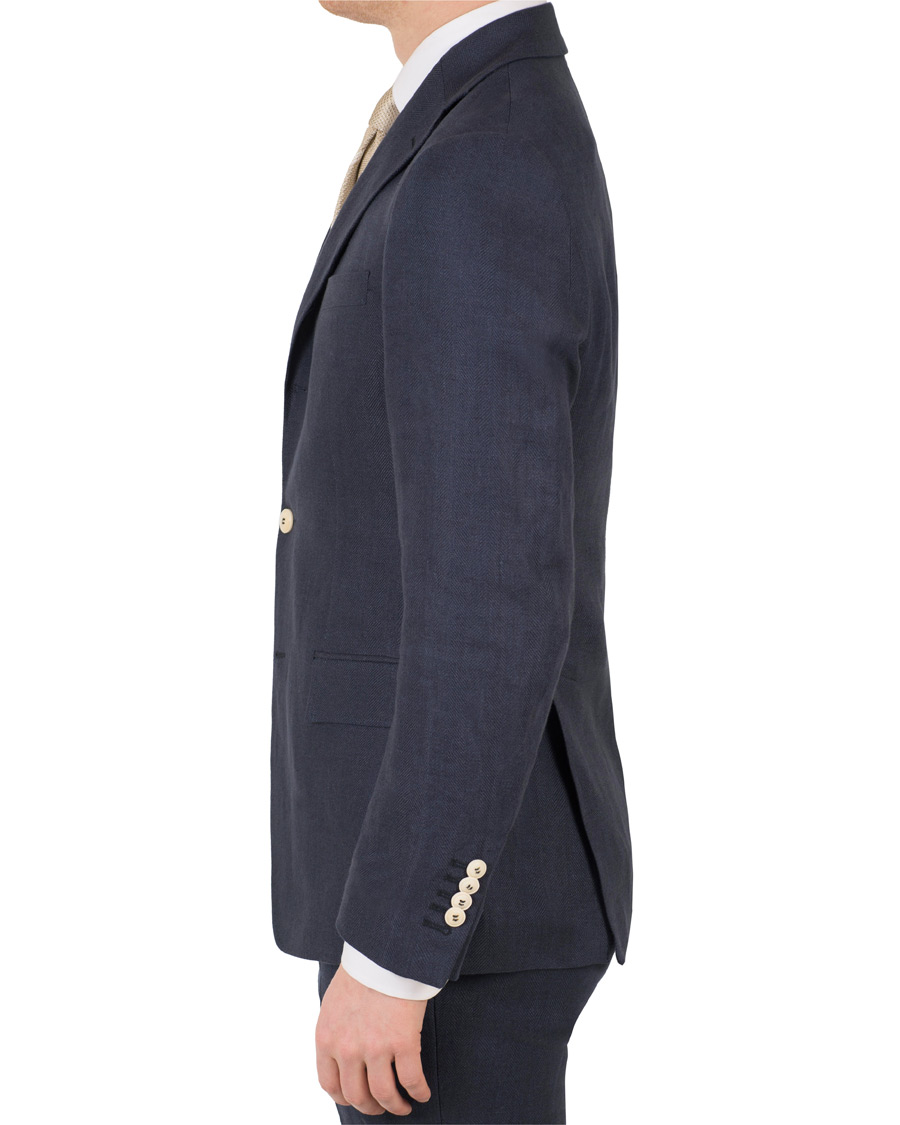Herre | Dressjakker | Morris Heritage | John Linen Herringbone Blazer Navy