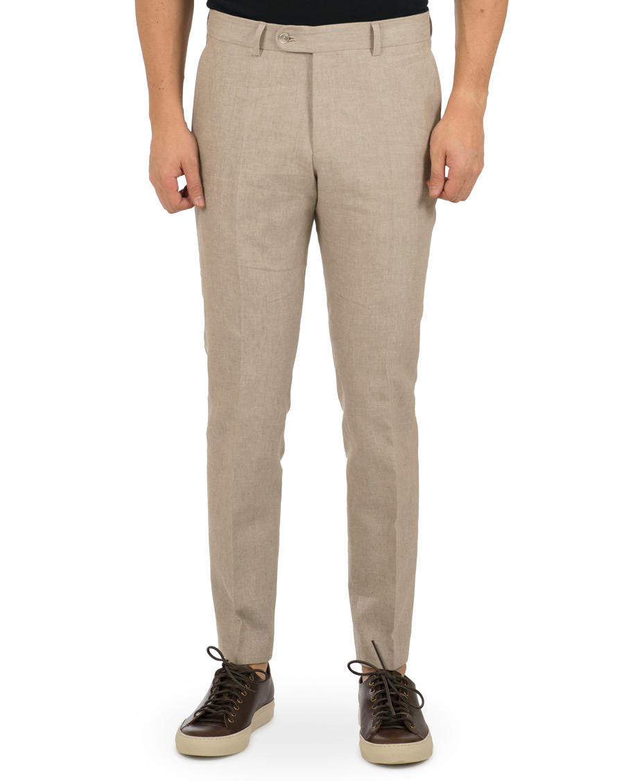 Herre | Bukser | Morris Heritage | Fred Oxford Linen/Cotton Trousers Beige