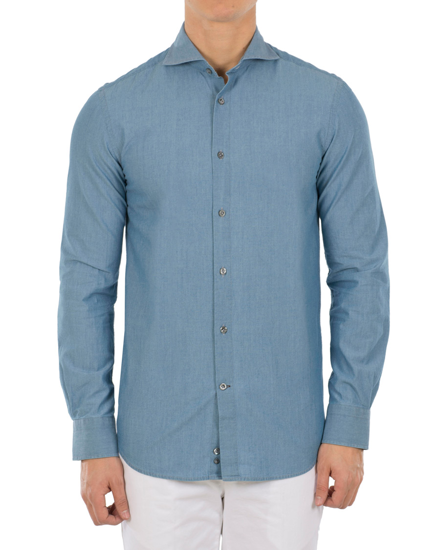 Herre | Skjorter | Morris Heritage | Bond Button Down Chambray Shirt Light Washed