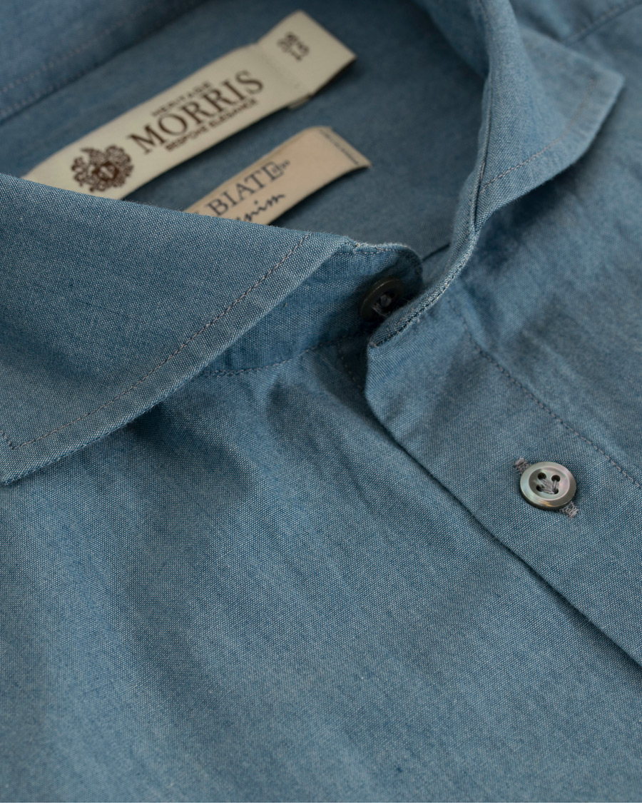 Herre | Skjorter | Morris Heritage | Bond Button Down Chambray Shirt Light Washed