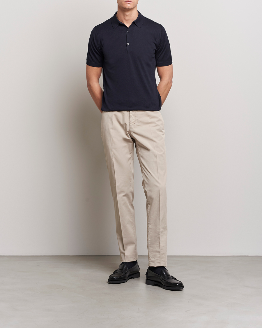 Herre | Pikéer | John Smedley | Adrian Slim Fit Sea Island Polo Navy