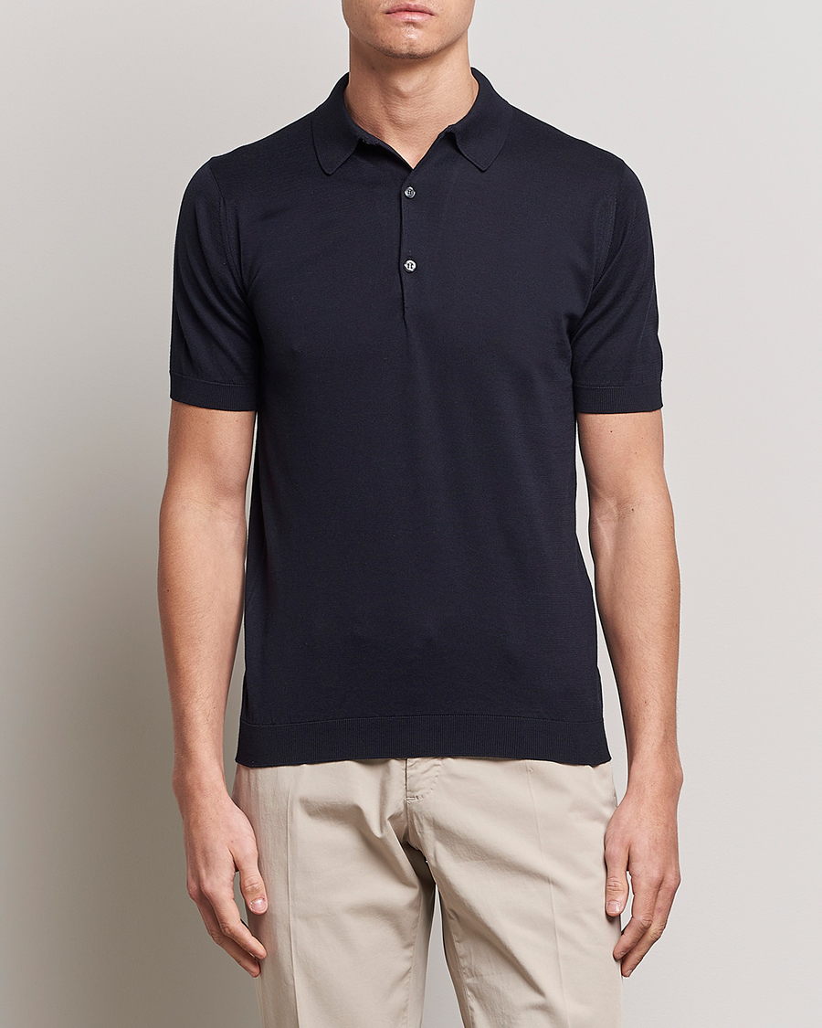 Herre | Kortermet piké | John Smedley | Adrian Slim Fit Sea Island Polo Navy