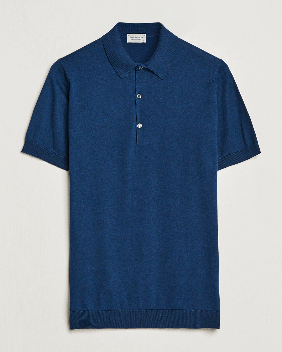 Herre | Pikéer | John Smedley | Adrian Slim Fit Sea Island Polo Indigo