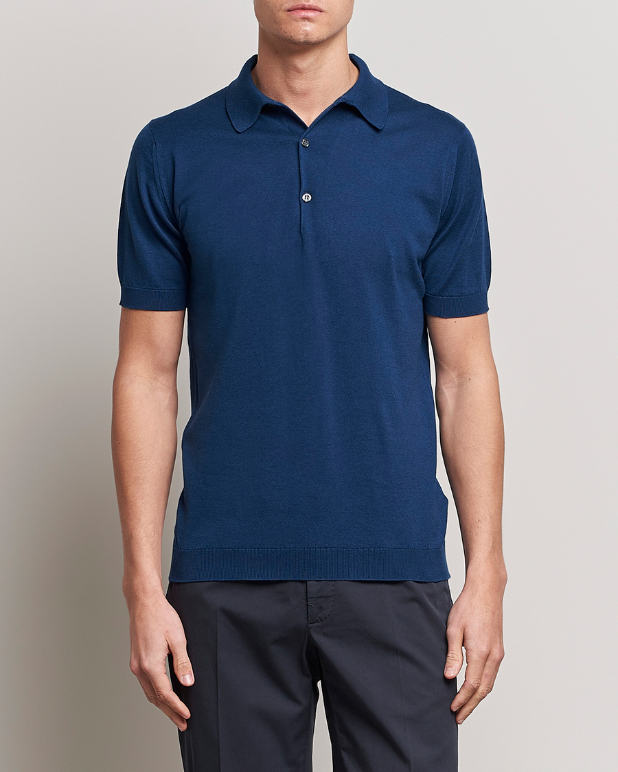 Herre |  | John Smedley | Adrian Slim Fit Sea Island Polo Indigo