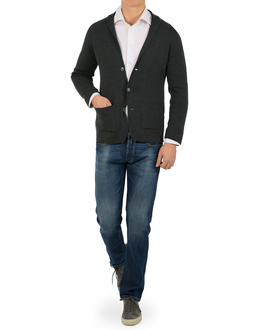Herre | Gensere | John Smedley | Oxland Extra Fine Merino Blazer Charcoal