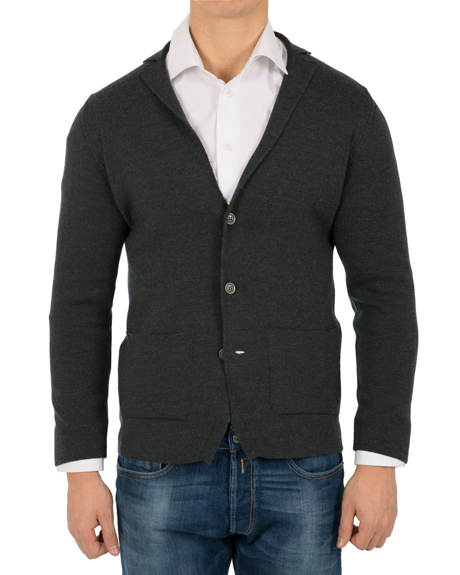 Herre | Gensere | John Smedley | Oxland Extra Fine Merino Blazer Charcoal