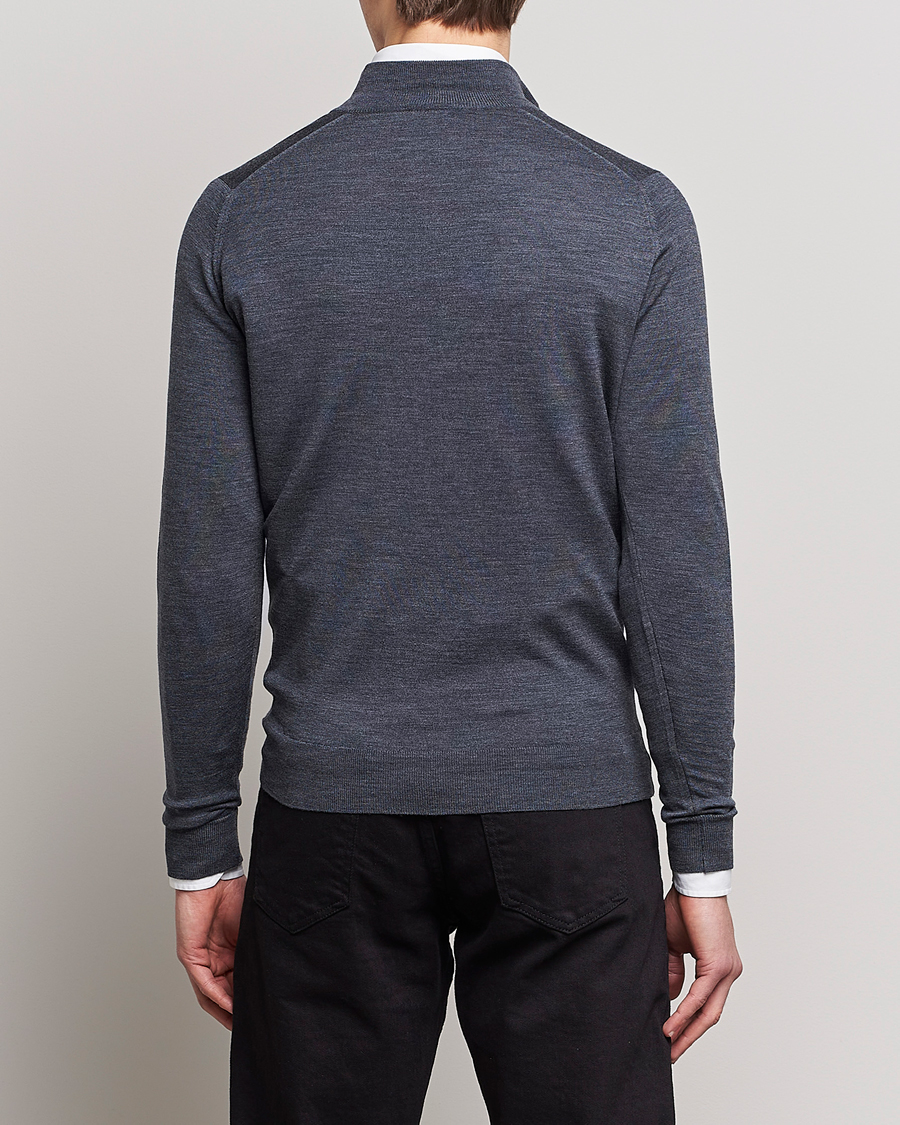 Herre | Gensere | John Smedley | Barrow Extra Fine Merino Half Zip Charcoal