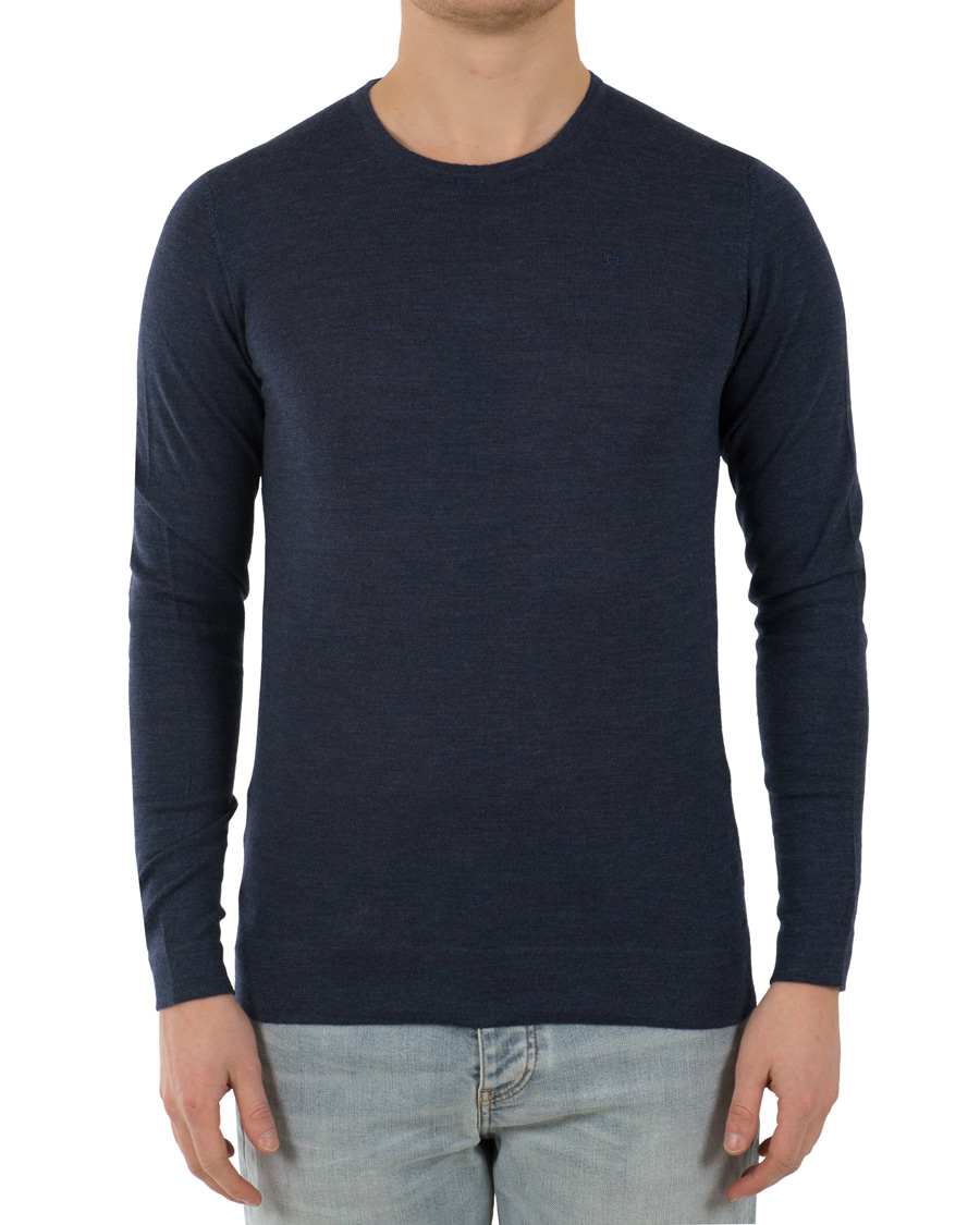 Herre | Gensere | J.Lindeberg | Newman Merino Crew Neck Pullover Mid Blue