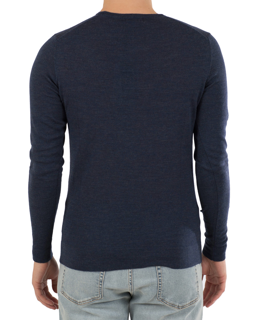 Herre | Gensere | J.Lindeberg | Newman Merino Crew Neck Pullover Mid Blue