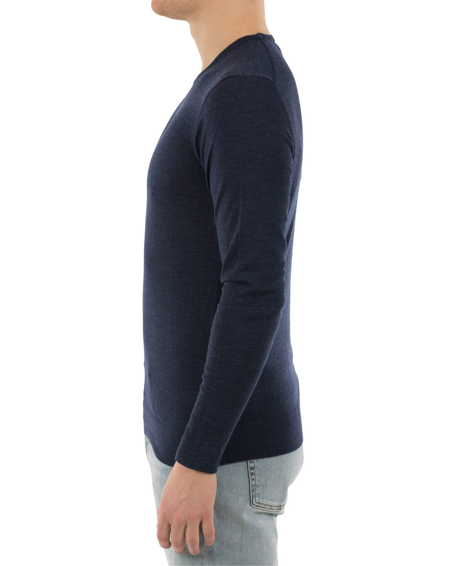 Herre | Gensere | J.Lindeberg | Newman Merino Crew Neck Pullover Mid Blue