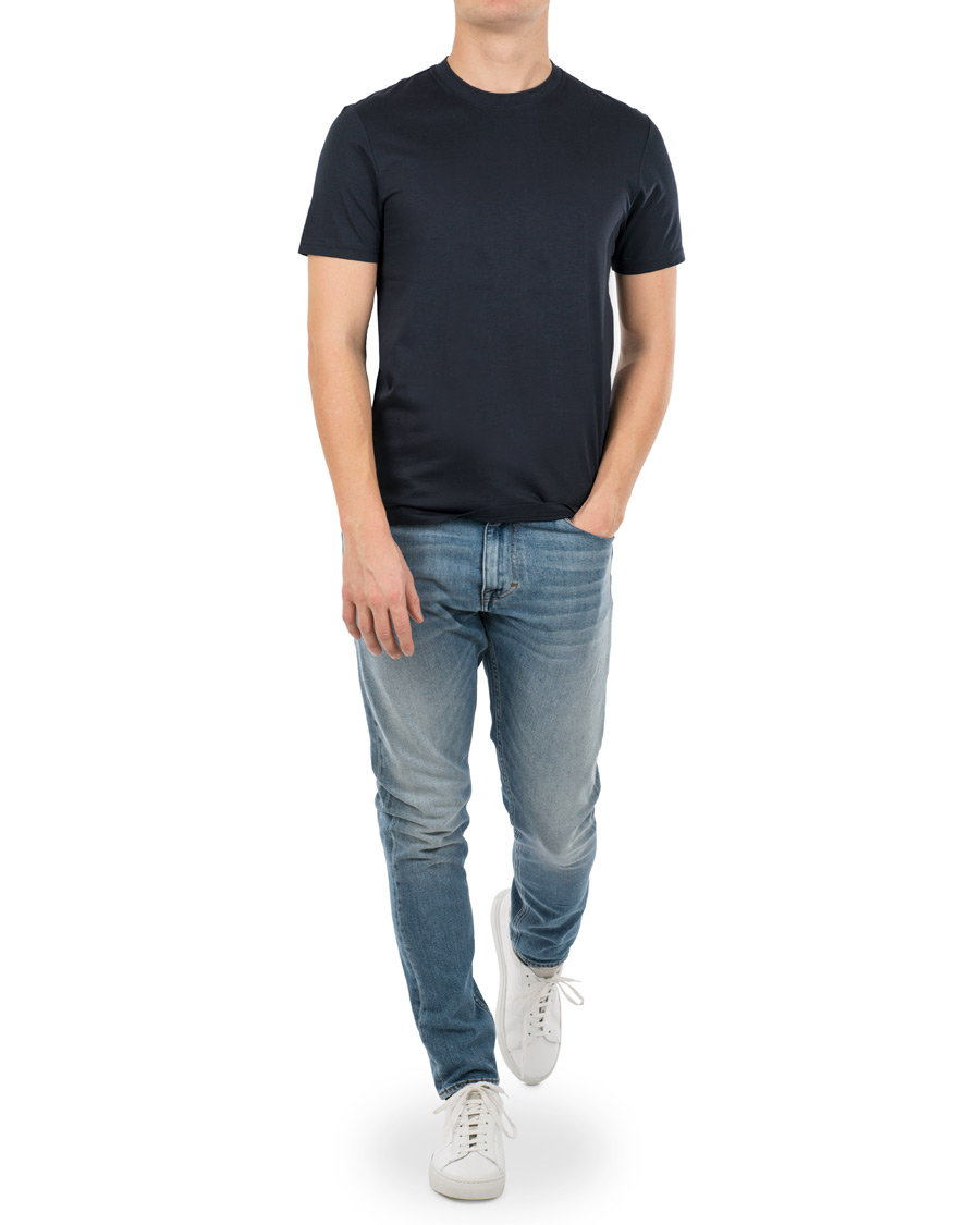 Herre | T-Shirts | J.Lindeberg | Silo Fine Cotton Crew Neck Tee Navy