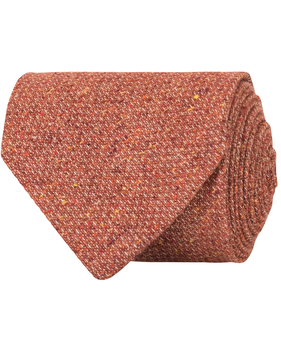 Herre | Amanda Christensen Silk/Cotton Donegal 8 cm Tie Burnt Orange | Amanda Christensen | Silk/Cotton Donegal 8 cm Tie Burnt Orange