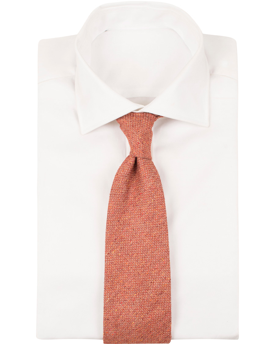 Herre | Amanda Christensen Silk/Cotton Donegal 8 cm Tie Burnt Orange | Amanda Christensen | Silk/Cotton Donegal 8 cm Tie Burnt Orange