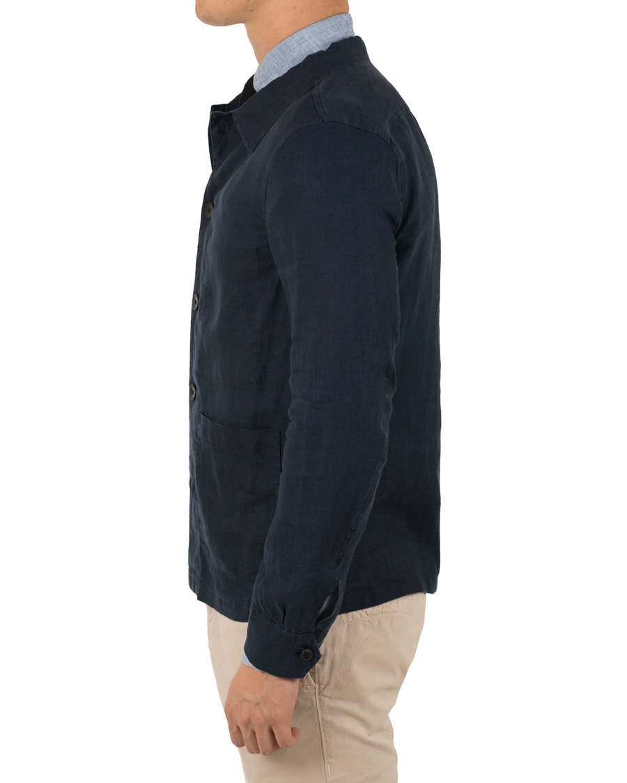 Herre | Jakker | Oscar Jacobson | Hannes Linen Shirt Jacket Navy