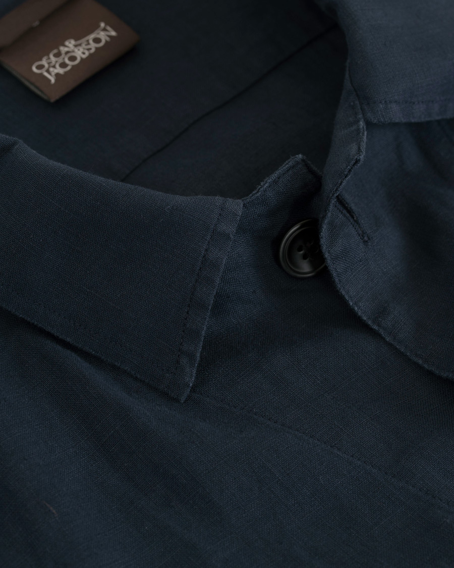 Herre | Jakker | Oscar Jacobson | Hannes Linen Shirt Jacket Navy