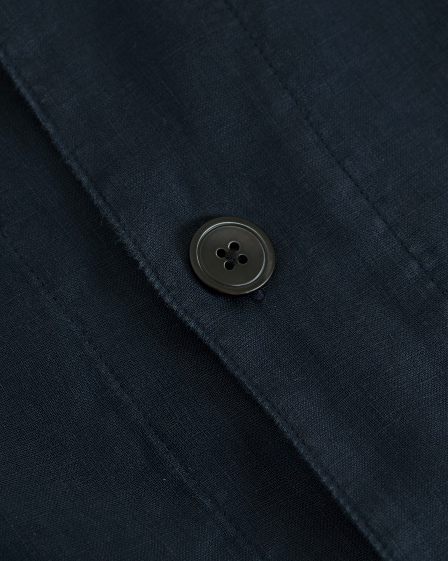 Herre | Jakker | Oscar Jacobson | Hannes Linen Shirt Jacket Navy