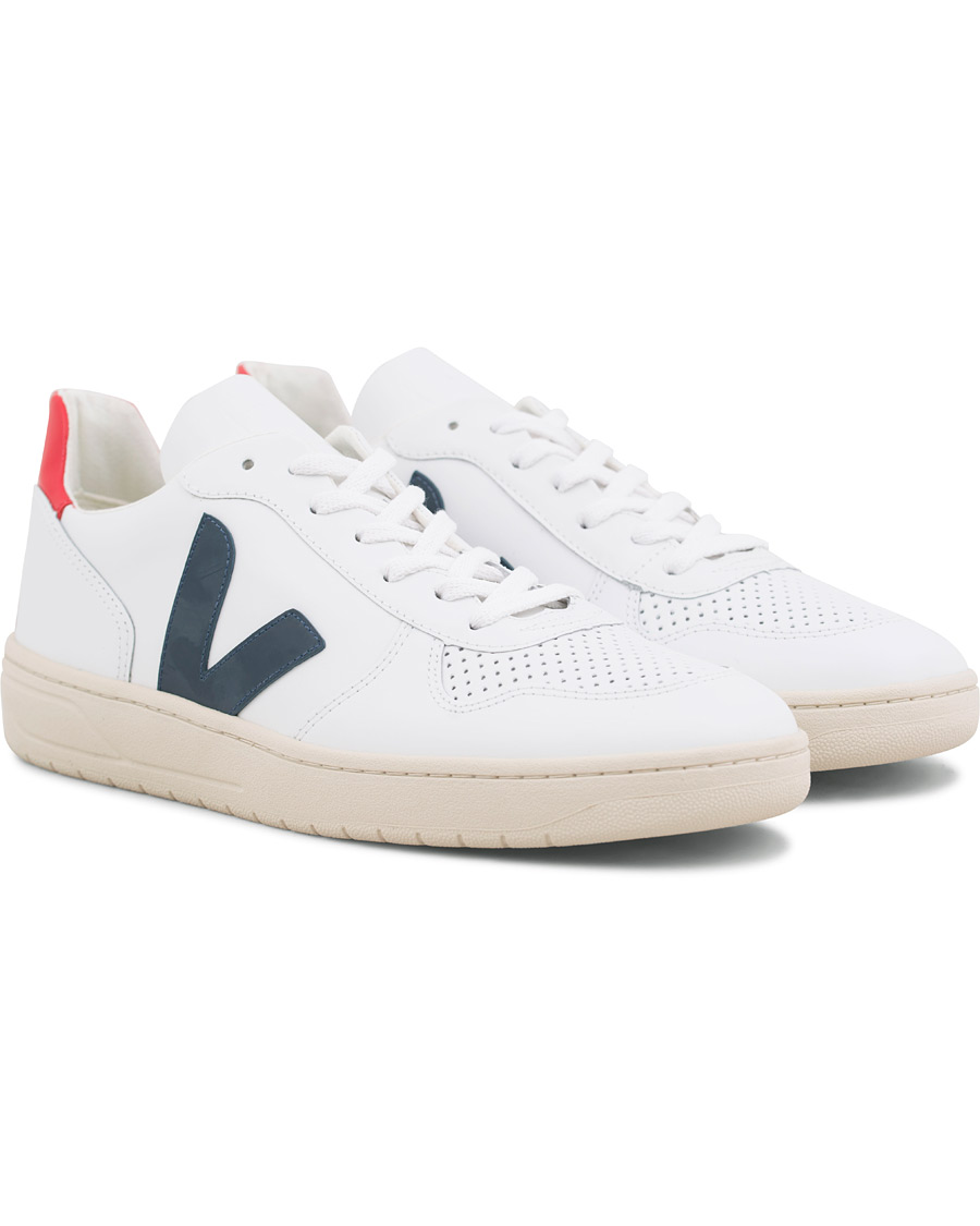 Herre | Veja V-10 Leather Sneaker Extra White/Nautico Pekin | Veja | V-10 Leather Sneaker Extra White/Nautico Pekin