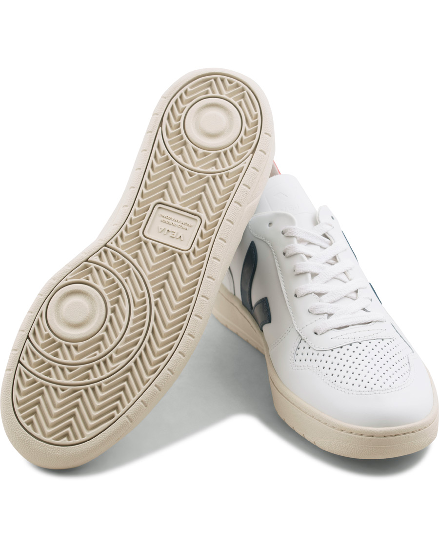 Herre | Veja V-10 Leather Sneaker Extra White/Nautico Pekin | Veja | V-10 Leather Sneaker Extra White/Nautico Pekin