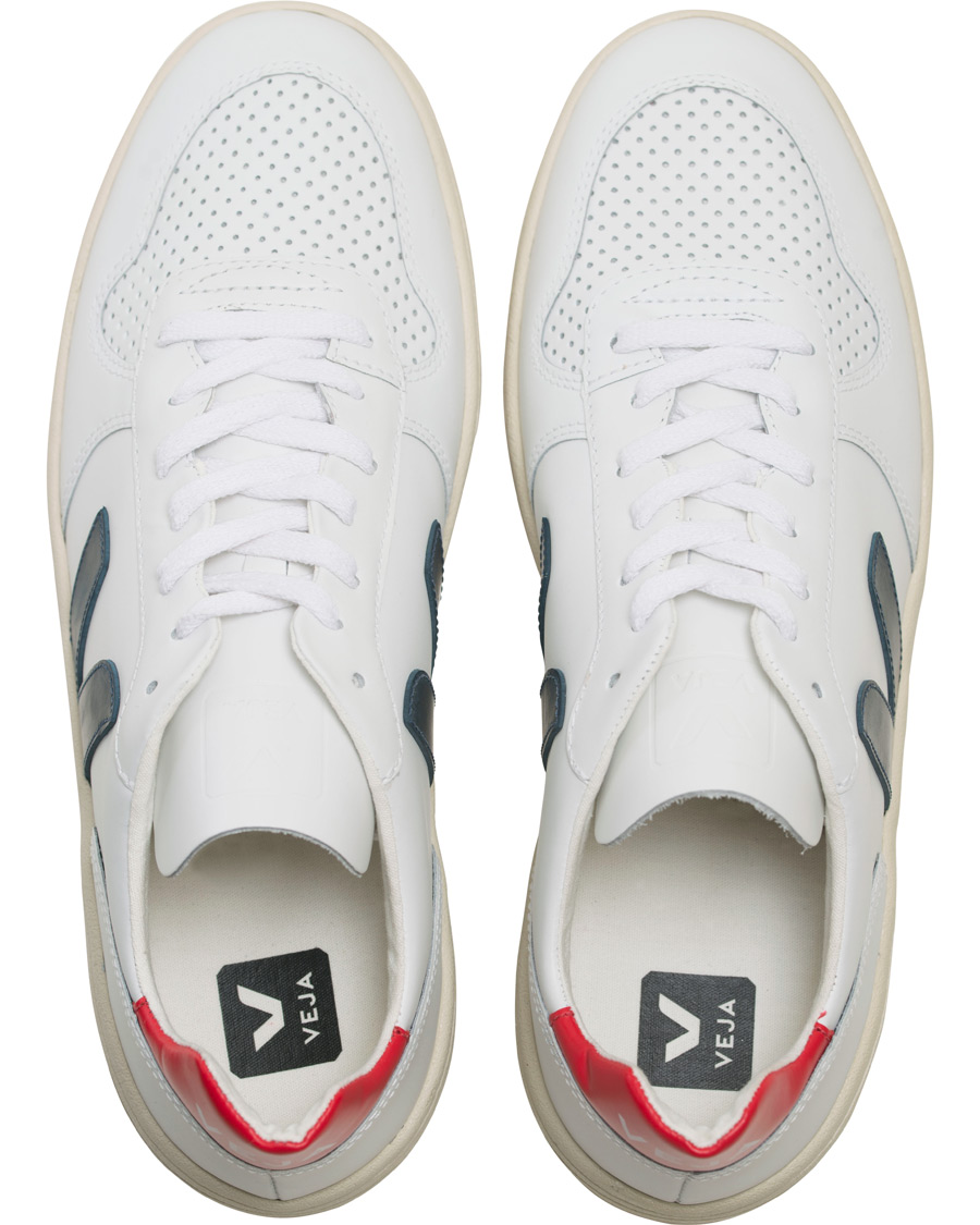 Herre | Veja V-10 Leather Sneaker Extra White/Nautico Pekin | Veja | V-10 Leather Sneaker Extra White/Nautico Pekin