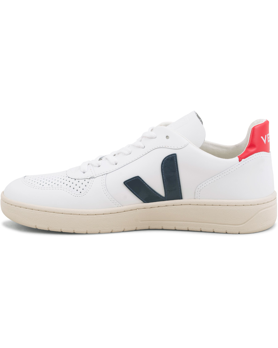 Herre | Veja V-10 Leather Sneaker Extra White/Nautico Pekin | Veja | V-10 Leather Sneaker Extra White/Nautico Pekin