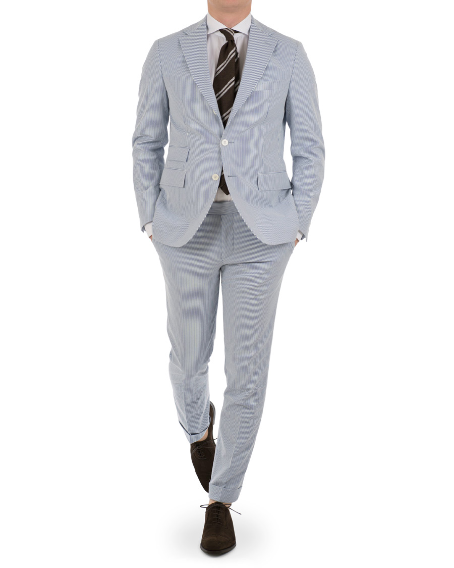Herre | Bukser | Morris Heritage | Fred Dandy Stripe Suit Trousers Light Blue