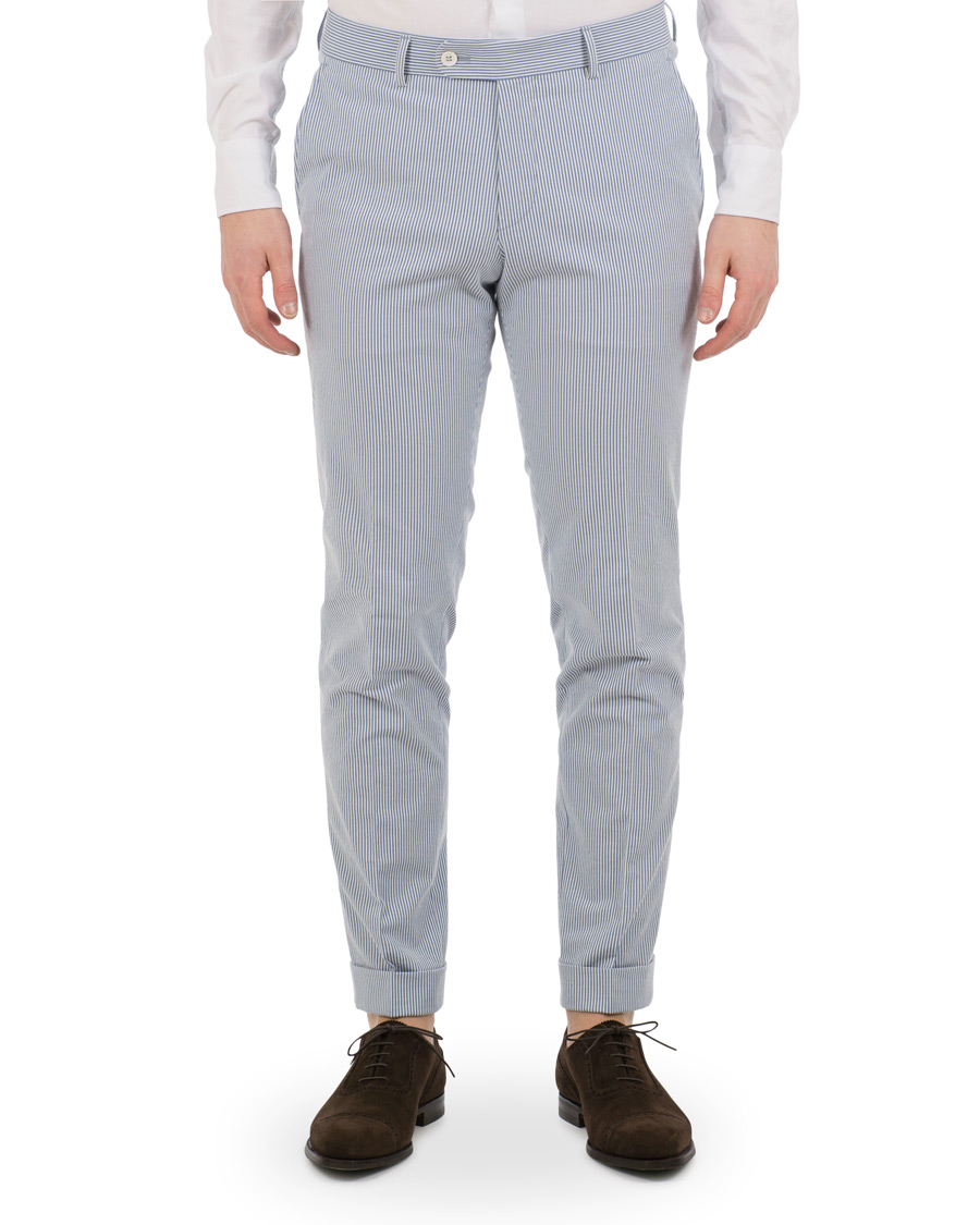 Herre | Bukser | Morris Heritage | Fred Dandy Stripe Suit Trousers Light Blue