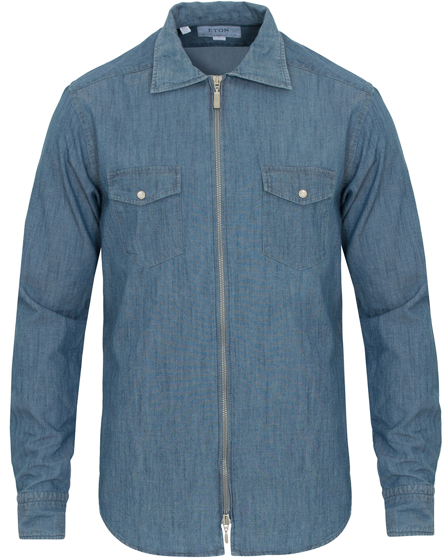 Herre | Jakker | Eton | Overshirt Light Wash Blue