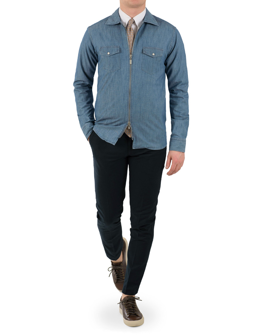 Herre | Jakker | Eton | Overshirt Light Wash Blue