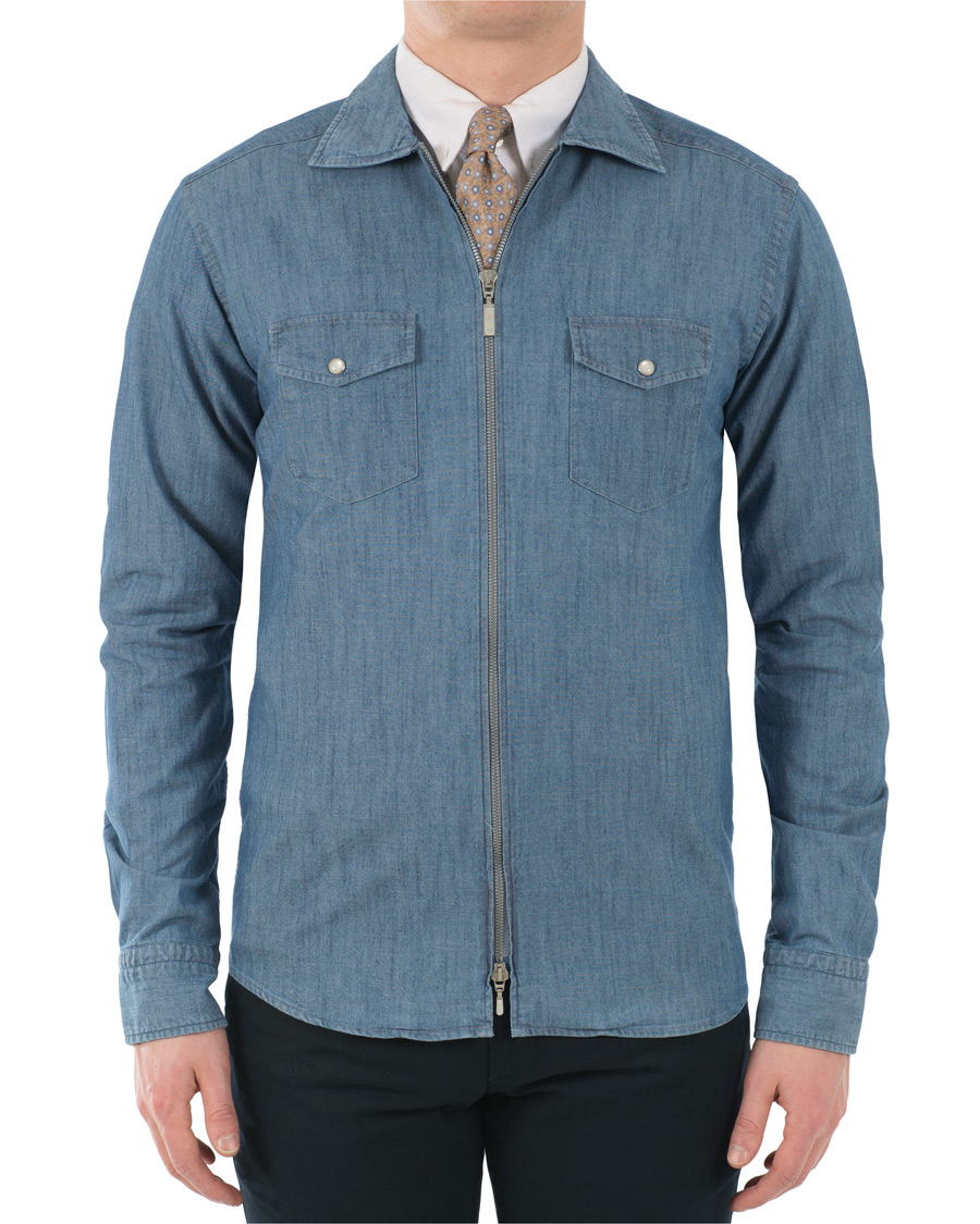 Herre |  | Eton | Overshirt Light Wash Blue
