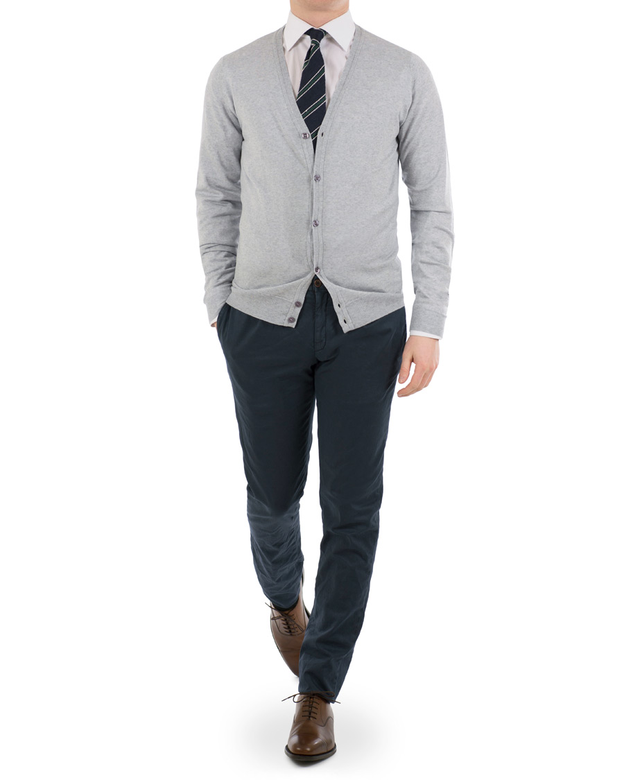 Herre | Gensere | John Smedley | Petworth Merino Cardigan Bardot Grey