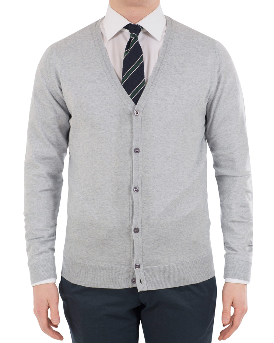Herre | Gensere | John Smedley | Petworth Merino Cardigan Bardot Grey