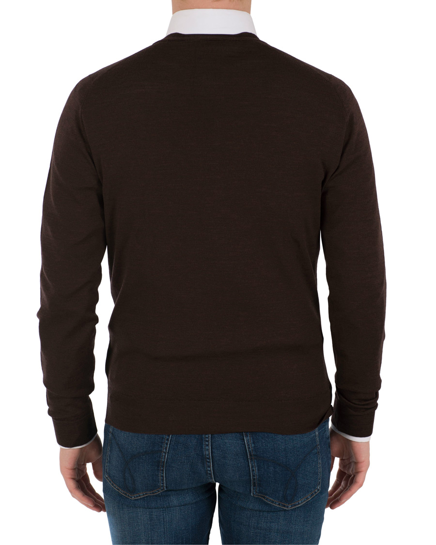 Herre | Gensere | John Smedley | Petworth Merino Cardigan Chestnut
