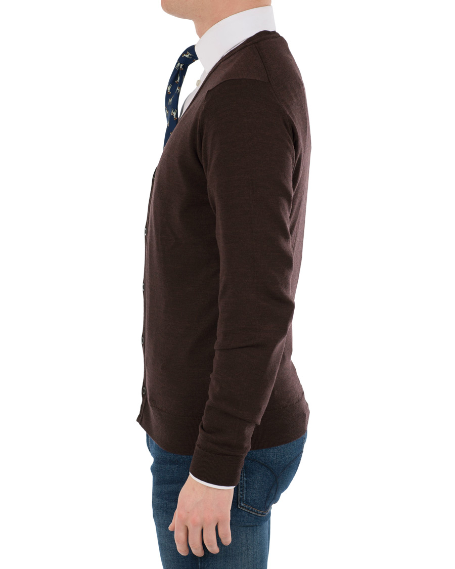 Herre | Gensere | John Smedley | Petworth Merino Cardigan Chestnut