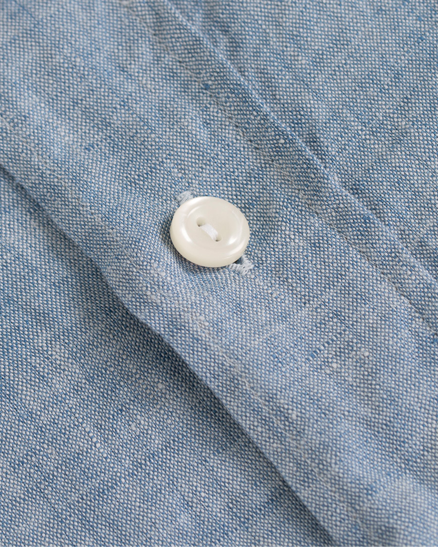 Herre | Skjorter | Eton | Slim Fit Linen Grandad Collar Shirt Light Blue