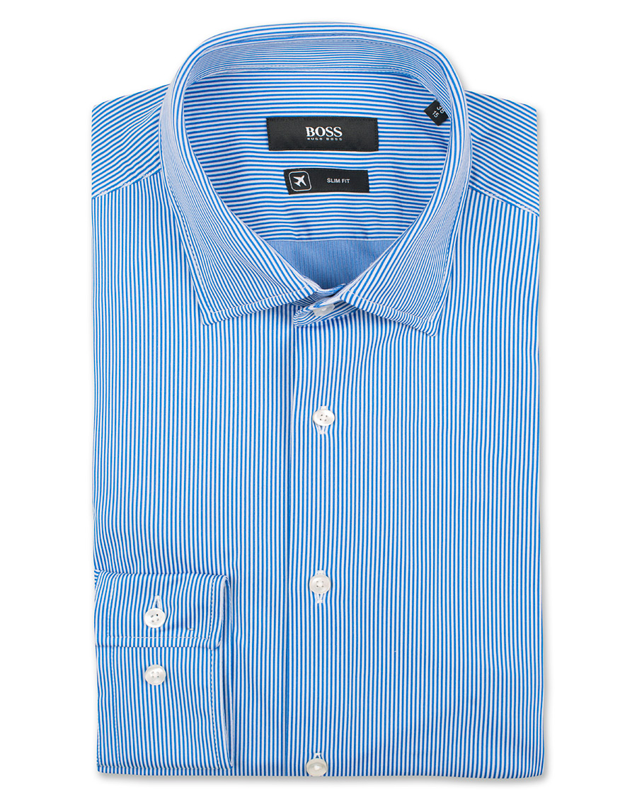 Herre | Skjorter | BOSS BLACK | BOSS Jenno Slim Fit Super Stretch Shirt White/Blue