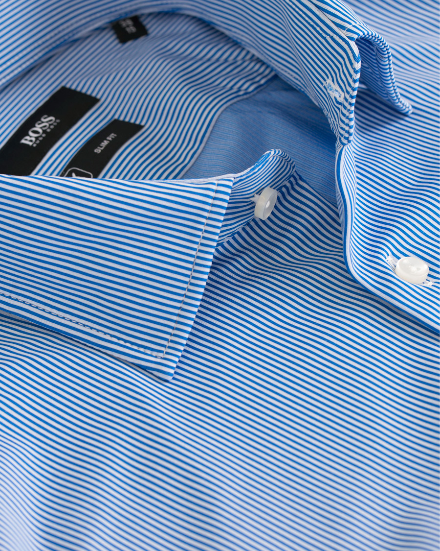 Herre | Skjorter | BOSS BLACK | BOSS Jenno Slim Fit Super Stretch Shirt White/Blue