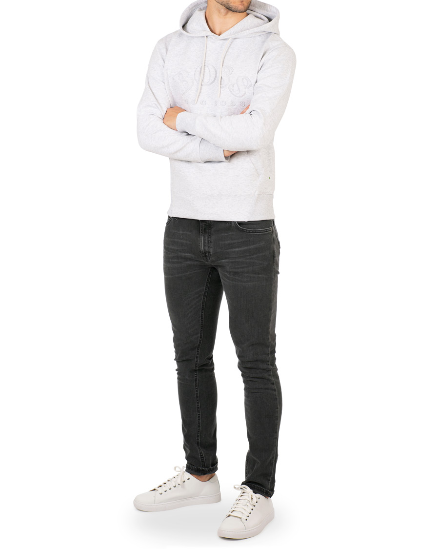 Herre | Gensere | BOSS GREEN | BOSS Athleisure Sly Logo Hoodie Light Grey Melange