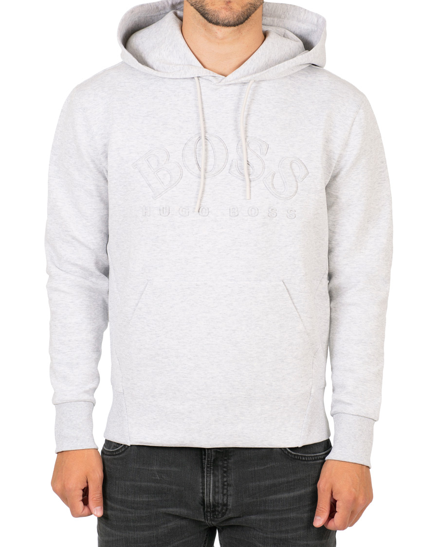 Herre | Gensere | BOSS GREEN | BOSS Athleisure Sly Logo Hoodie Light Grey Melange